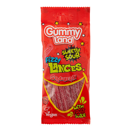 Gummy Land Fizzy Lances Strawberry 80g Sweets, Mints & Chewing Gum gummy land   