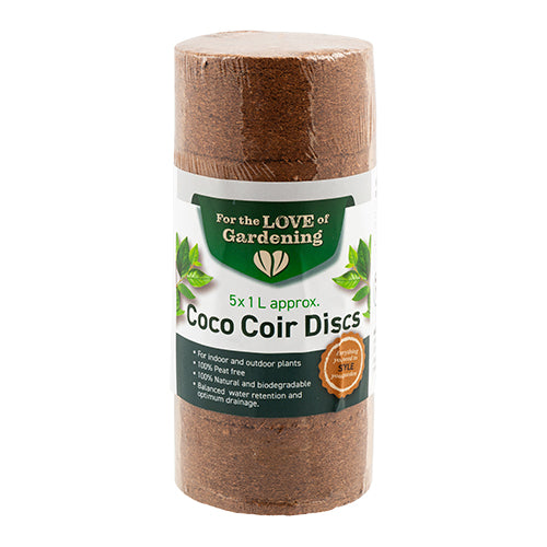 For The Love Of Gardening Coco Coir Discs 5 x 1 L Garden Accessories for the love of gardening   