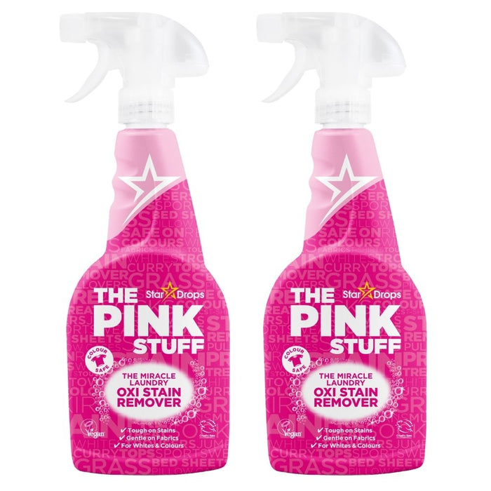 The Pink Stuff Miracle Laundry Oxi Stain Remover 500ml Assorted Packs Fabric Stain Removers Stardrops Pack of 2