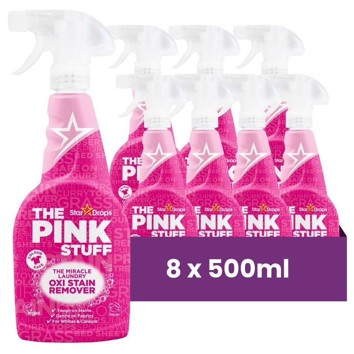 The Pink Stuff Miracle Laundry Oxi Stain Remover 500ml Assorted Packs Fabric Stain Removers Stardrops Pack of 8