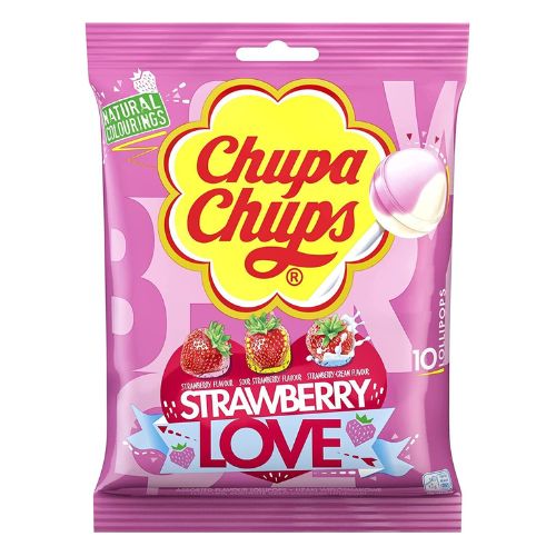 Chupa Chups Strawberry Love Assorted Flavour Lollipops 120g Sweets, Mints & Chewing Gum chupa chups   
