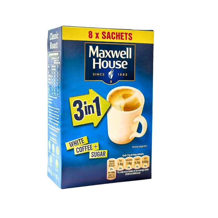 Maxwell House Instant 3 in 1 Sugar Coffee 8 Sachets 11g Assorted Packs Coffee Maxwell House