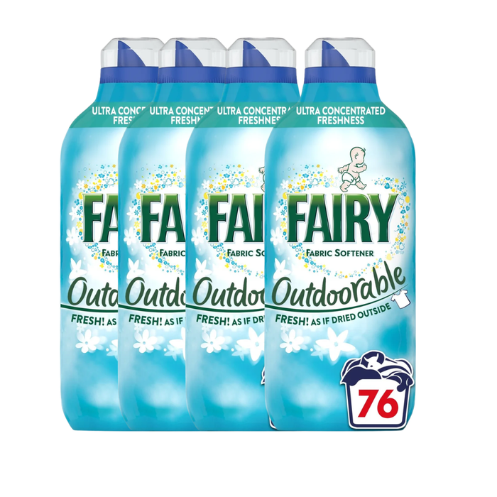 Fairy Outdoorable Fabric Conditioner 69|76 Wash Assorted Packs Laundry - Fabric Conditioner Fairy 76 Wash Pack of 4
