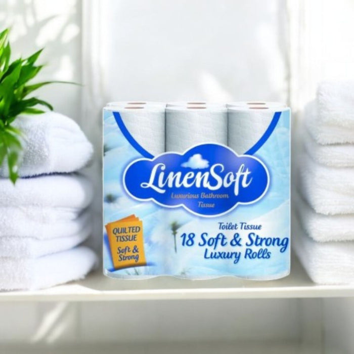 54 Rolls (3 x 18 Pack) Linen & Soft Strong Toilet Roll Bundle Tissue Toilet Roll & Wipes FabFinds