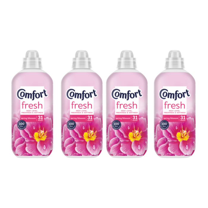 Comfort Fabric Conditioner Spring Blossom 930ml (31 Washes) Assorted Packs Laundry - Fabric Conditioner Comfort Pack of 4