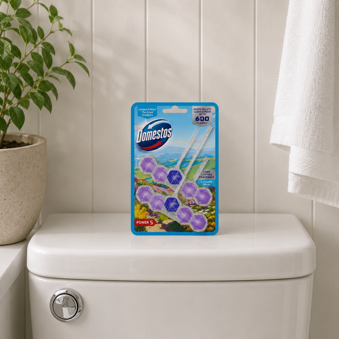 Domestos Power 5 Toilet Freshener Rim Block Cleaner Cotswolds Bloom 2x50g Assorted Pack