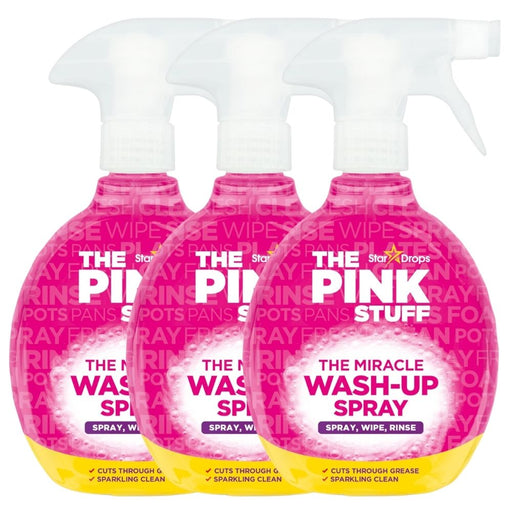 The Pink Stuff Miracle Wash-Up Spray 500ml Assorted Packs Household Cleaning Products Stardrops Pack of 3