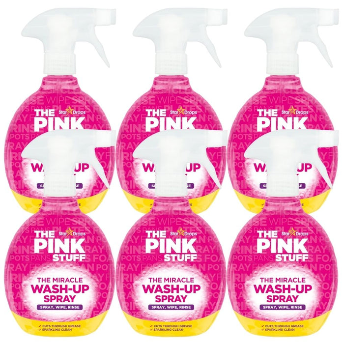 The Pink Stuff Miracle Wash-Up Spray 500ml Assorted Packs Household Cleaning Products Stardrops Pack of 6