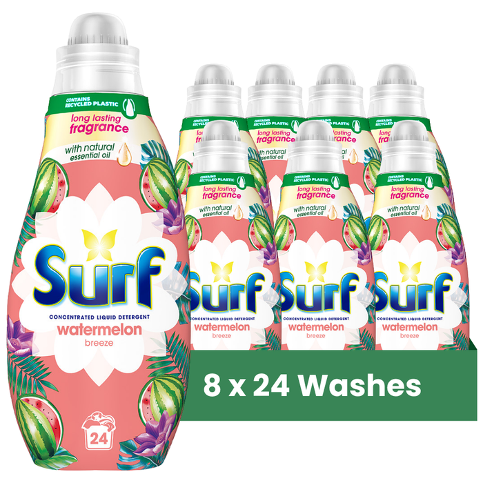 Surf Liquid Laundry Detergent Watermelon Breeze 24 Washes Laundry - Detergent Surf Pack of 8