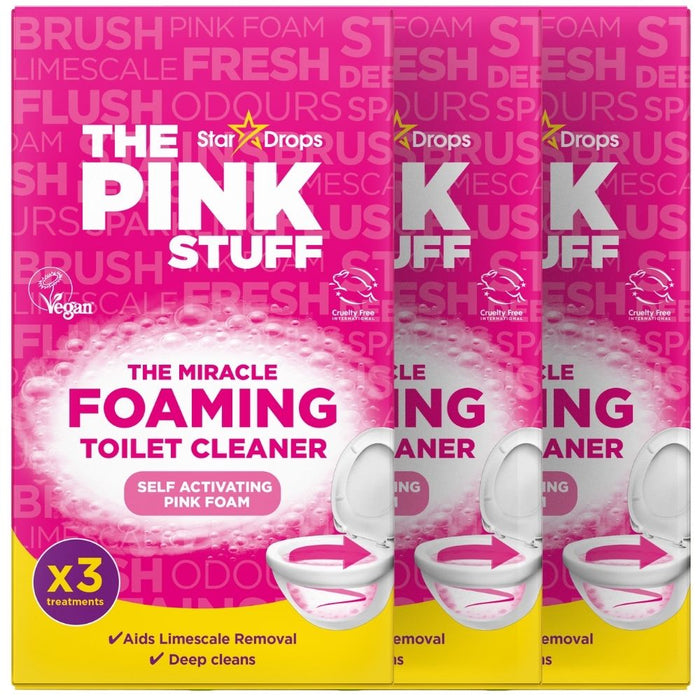 The Pink Stuff Miracle Foaming Toilet Cleaner Assorted 3x100g Treatment Packs Toilet Cleaners Stardrops Pack of 3