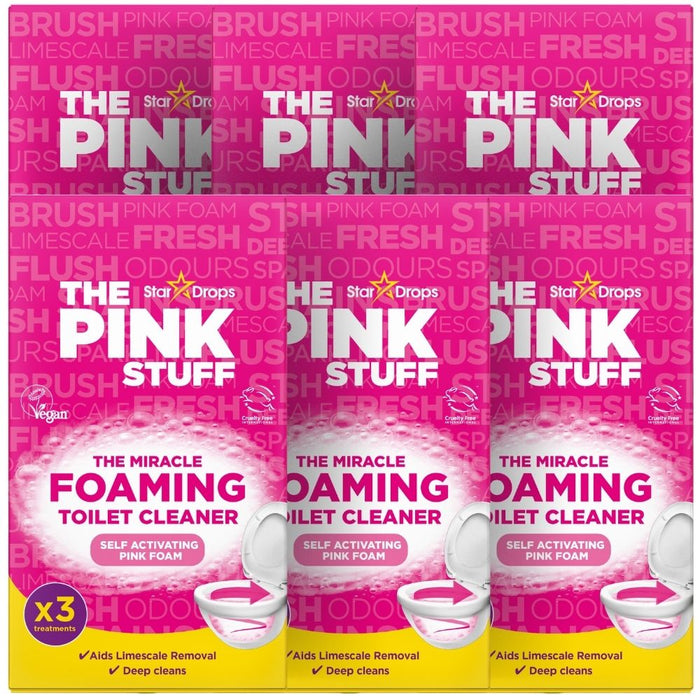 The Pink Stuff Miracle Foaming Toilet Cleaner Assorted 3x100g Treatment Packs Toilet Cleaners Stardrops Pack of 6