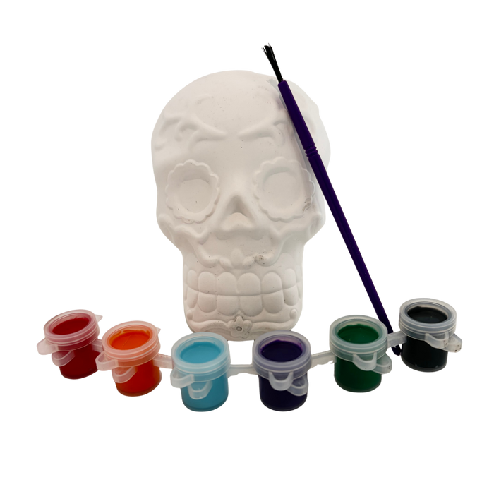Paint-Your-Own Sugar Skull Craft Kit Plaster Halloween Decorations FabFinds