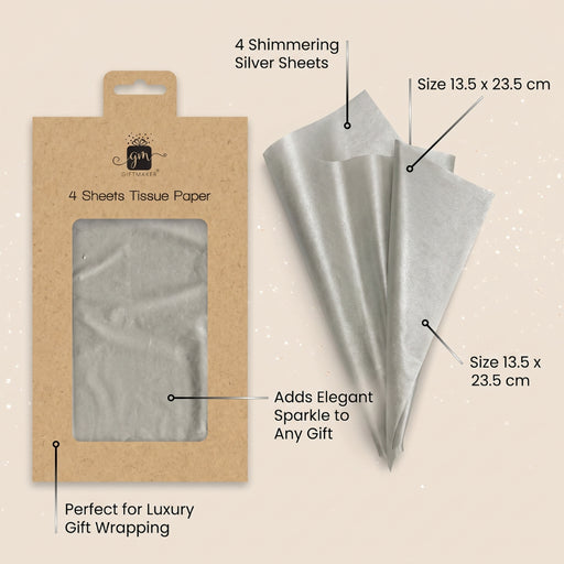Gift Maker Silver Tissue Paper 4 Sheets Christmas Wrapping & Tissue Paper FabFinds