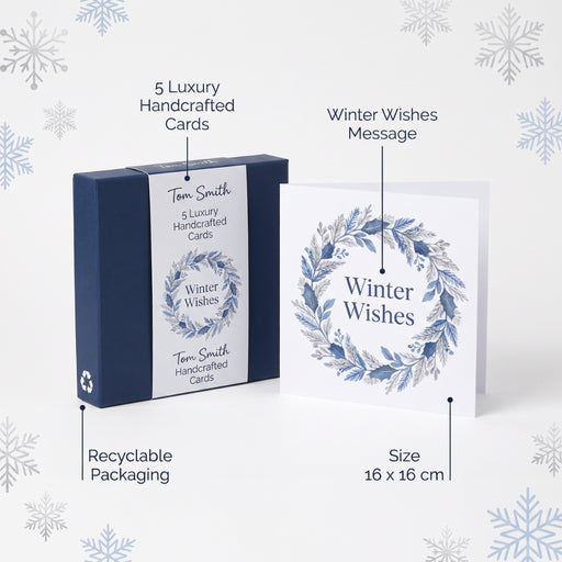 Tom Smith Luxury Handcrafted Wreath Christmas Cards 5 Pack Christmas Cards FabFinds