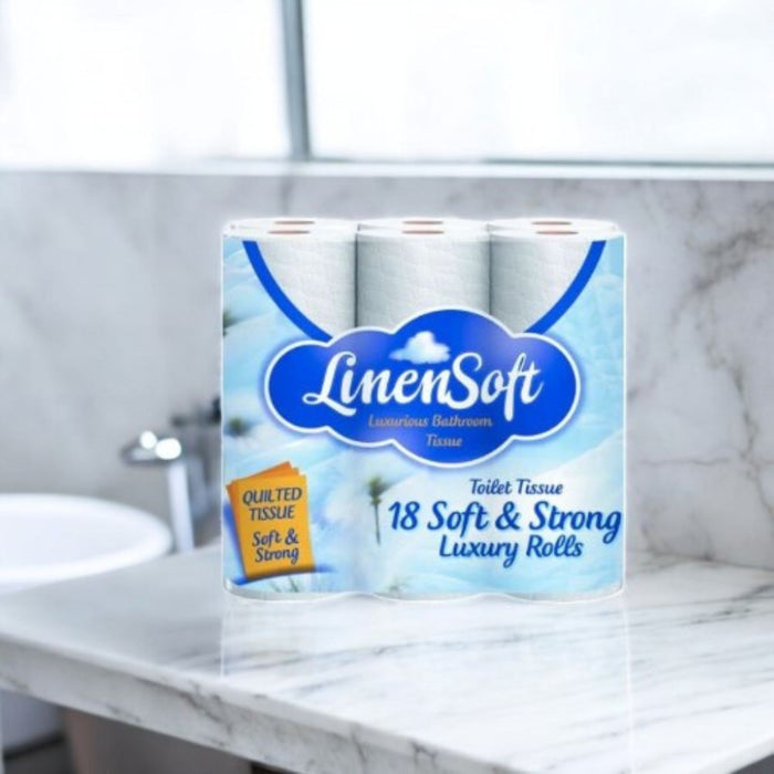 54 Rolls (3 x 18 Pack) Linen & Soft Strong Toilet Roll Bundle Tissue Toilet Roll & Wipes FabFinds