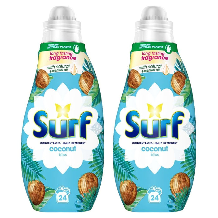 Surf Liquid Laundry Detergent Coconut Bliss 24 Washes Assorted Packs Laundry - Detergent Surf Pack of 2