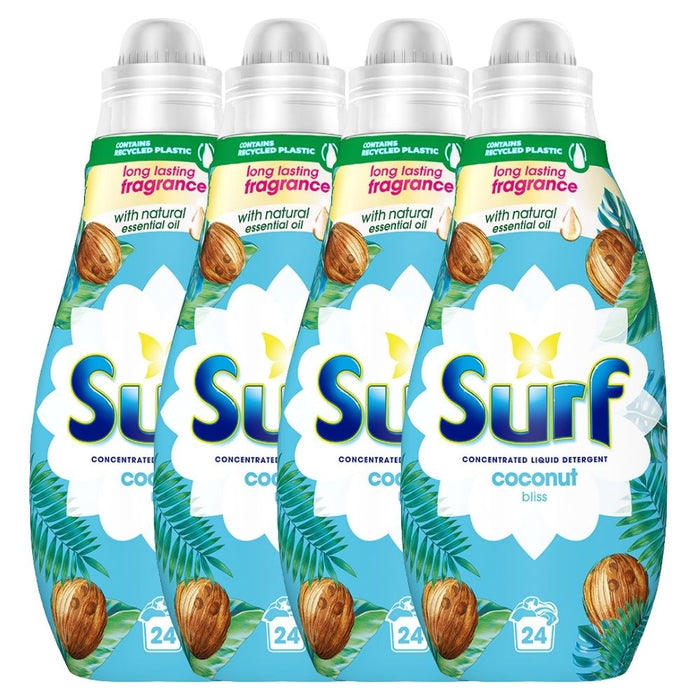 Surf Liquid Laundry Detergent Coconut Bliss 24 Washes Assorted Packs Laundry - Detergent Surf Pack of 4