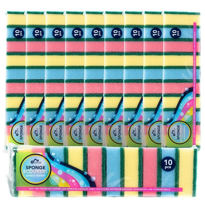 CS Home Sponge Scourers 10 Pack Assorted Packs Cloths, Sponges & Scourers FabFinds Pack of 10