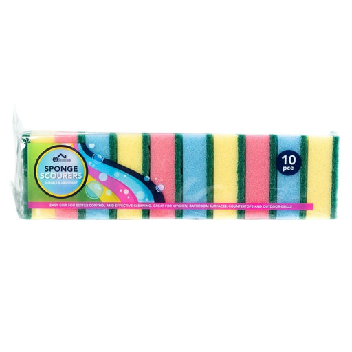 CS Home Sponge Scourers 10 Pack Assorted Packs Cloths, Sponges & Scourers FabFinds Pack of 1
