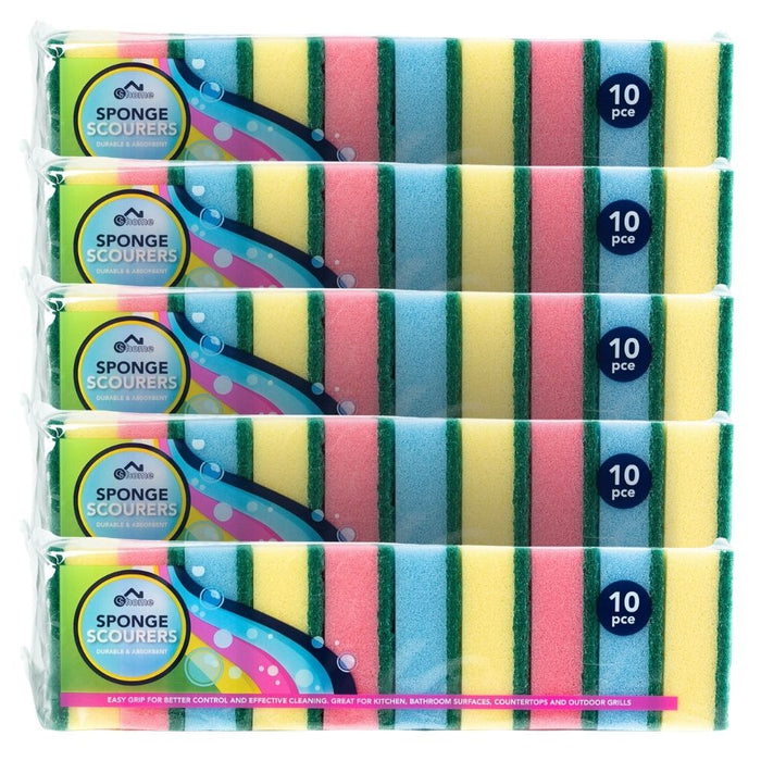 CS Home Sponge Scourers 10 Pack Assorted Packs Cloths, Sponges & Scourers FabFinds Pack of 5