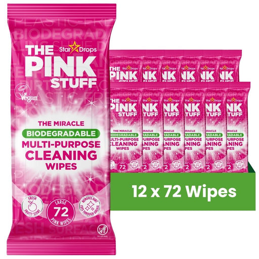 The Pink Stuff Miracle Biodegradable Multi-Purpose Cleaning Wipes 72 Wipes Assorted Packs Cleaning Wipes Stardrops Pack of 12