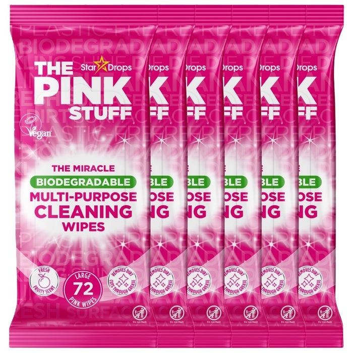 The Pink Stuff Miracle Biodegradable Multi-Purpose Cleaning Wipes 72 Wipes Assorted Packs Cleaning Wipes Stardrops Pack of 6