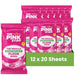 The Pink Stuff Miracle Biodegradable Floor Wipes 20 Sheets Assorted Packs Floor Cleaner Stardrops Pack of 12