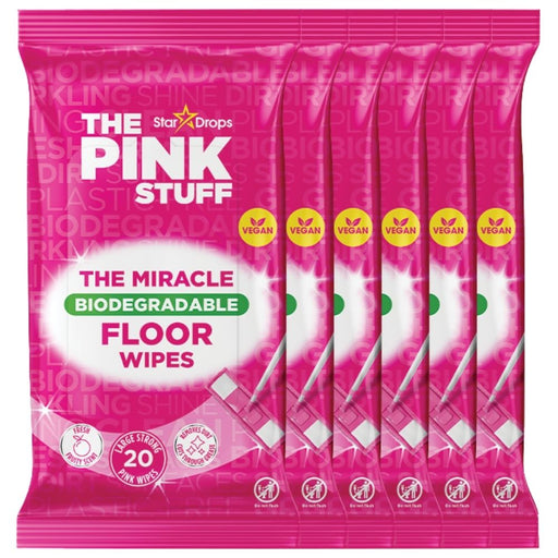 The Pink Stuff Miracle Biodegradable Floor Wipes 20 Sheets Assorted Packs Floor Cleaner Stardrops Pack of 6