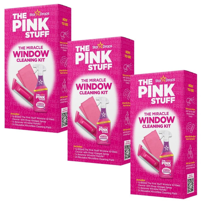 The Pink Stuff Miracle Window Cleaning Kit Assorted Packs Glass & Window Cleaners Stardrops Pack of 3