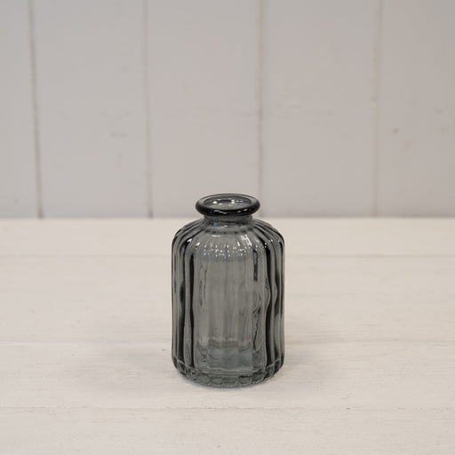 Cool Grey Ribbed Glass Bottle Decorative Bottle Satchville