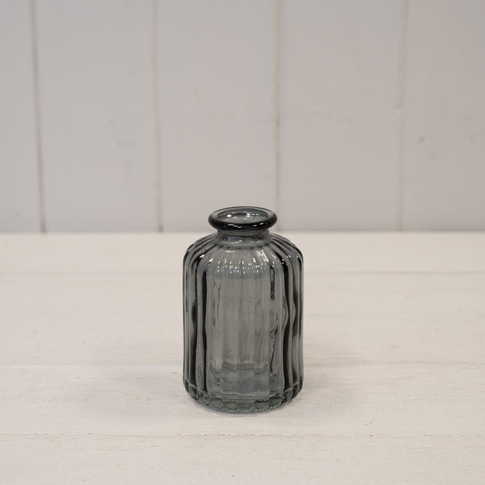 Cool Grey Ribbed Glass Bottle Decorative Bottle Satchville