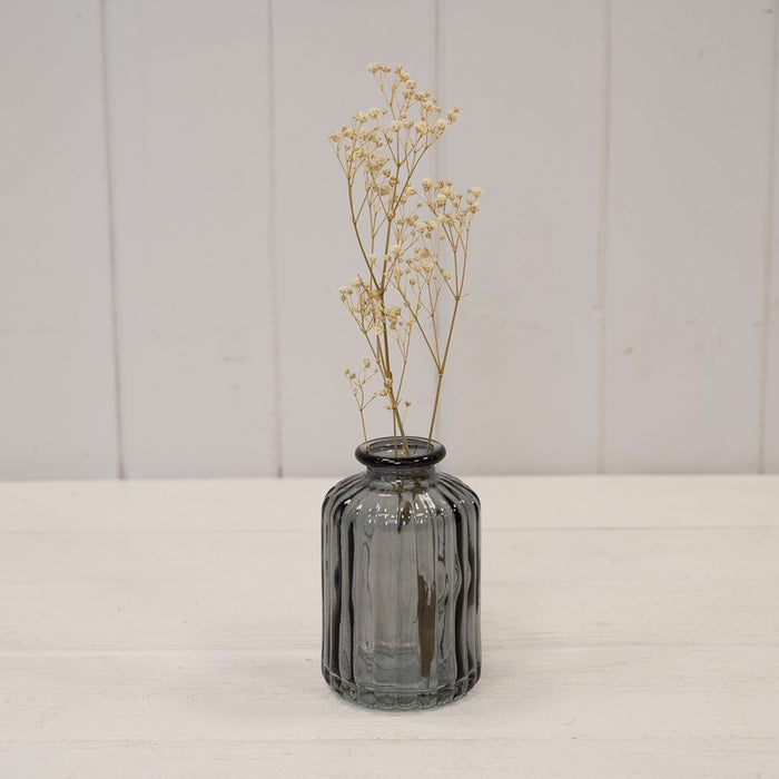 Cool Grey Ribbed Glass Bottle Decorative Bottle Satchville