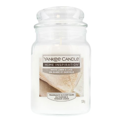 Yankee Candle Home Large Jar White Linen & Lace 538g Candles yankee candles   