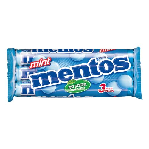 Mentos Mint Flavour Chewy Dragees 3 x 123g Sweets, Mints & Chewing Gum Mentos   