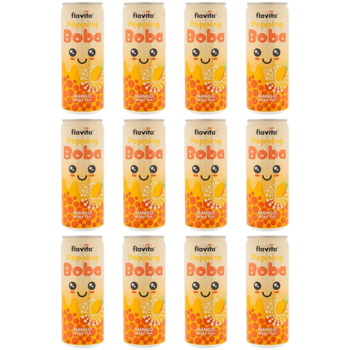 Flavita Popping Boba Tea Assorted Flavours Drinks flavita Mango Pack of 12