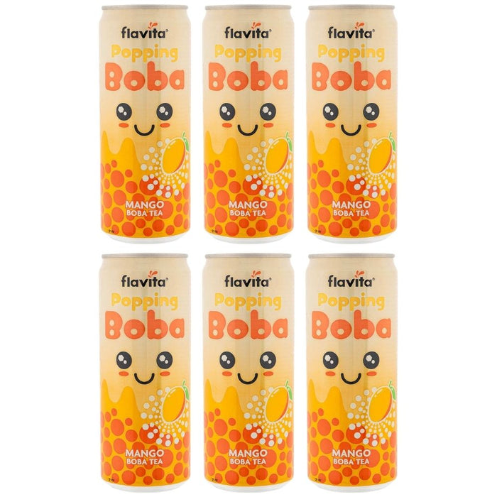 Flavita Popping Boba Tea Assorted Flavours Drinks flavita Mango Pack of 6