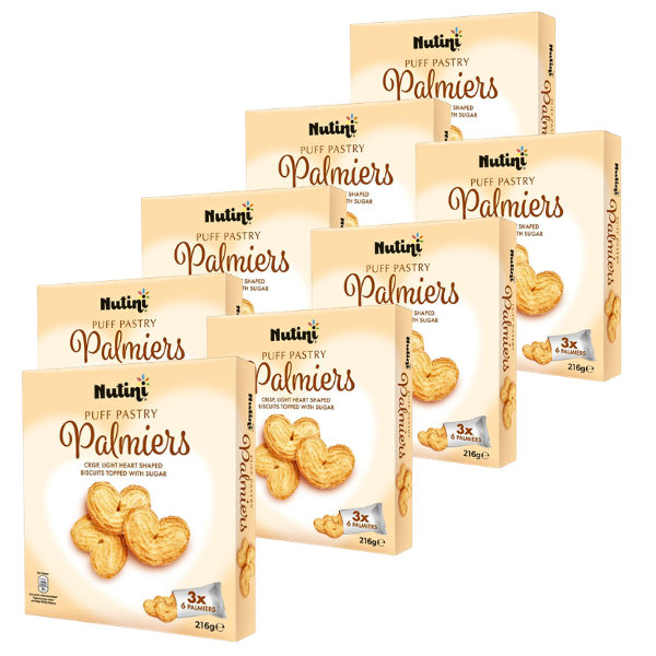 Nutini Puff Pastry Palmiers Assorted Packs Biscuits & Cereal Bars Nutini Pack of 8