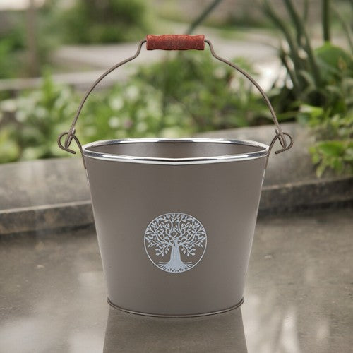 Tree Of Life Bucket Planter With Handle & Tag Assorted Colours Plant Pots & Planters PMS   