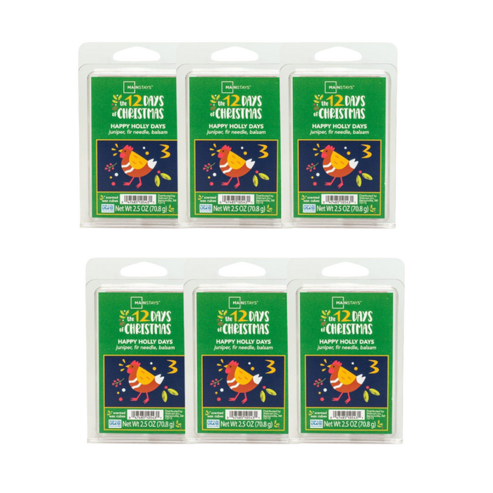 Mainstays Happy Holly Days Wax Melts Juniper Balsam Fir 2.5oz Wax Melts Mainstays Pack of 6