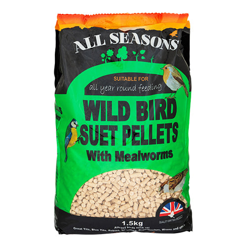 All Seasons Wild Bird Suet Pellets With Mealworms 1.5kg Bird Food & Seeds all seasons   