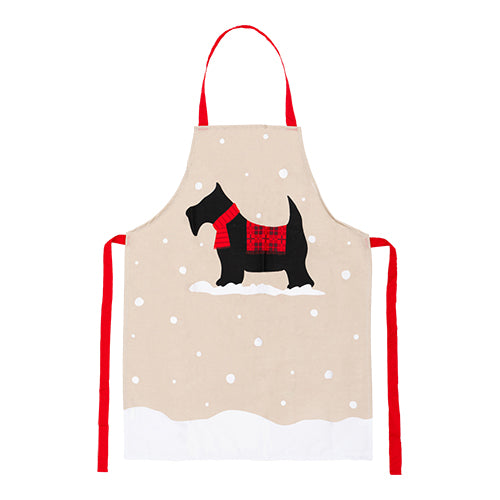 Beige Dog and Tartan Christmas Apron Kitchen Accessories FabFinds   