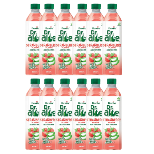 Flavita Dr. Aloe Strawberry Flavour Drink 500ml Assorted Packs Drinks flavita Pack of 12