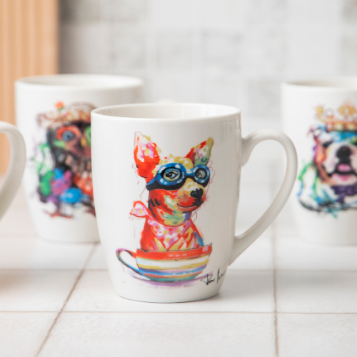 Artistic Animal Print Ceramic Mug 360ml Assorted Designs Mugs FabFinds Glasses Dog