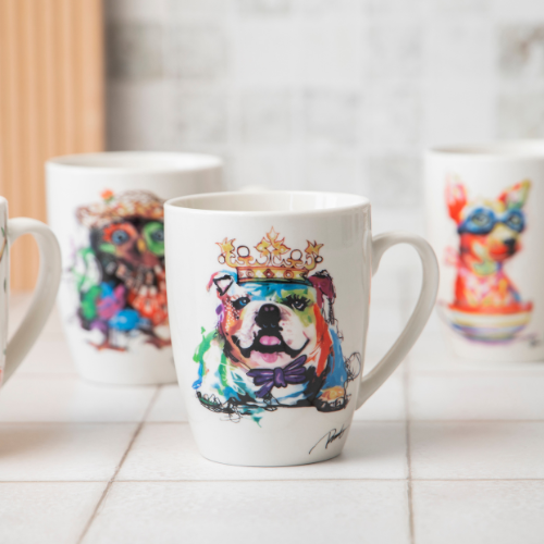 Artistic Animal Print Ceramic Mug 360ml Assorted Designs Mugs FabFinds Bulldog King