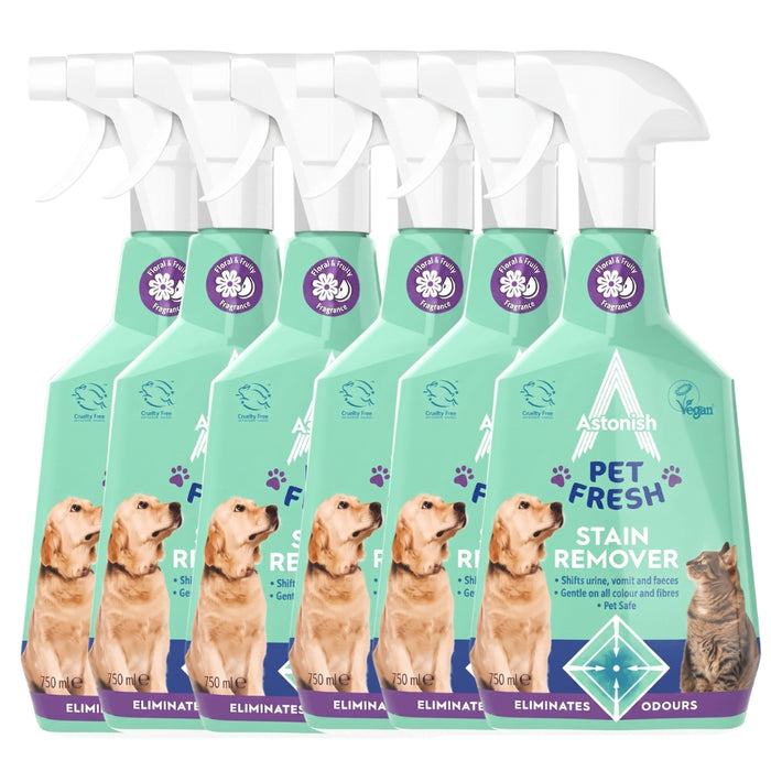 Astonish Pet Fresh Stain Remover Spray 750ml Assorted Packs Multi-surface Cleaners Astonish Pack of 6
