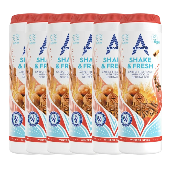 Astonish Winter Spice Shake & Fresh Carpet Freshener 350g Assorted Packs Floor & Carpet Cleaners Astonish Pack of 6