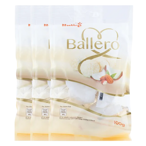 Nutini Ballero Wafer Balls Almond & Coconut 100g Chocolate Nutini Pack of 3