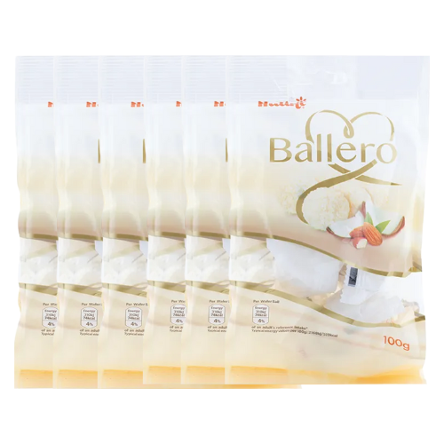 Nutini Ballero Wafer Balls Almond & Coconut 100g Chocolate Nutini Pack of 6