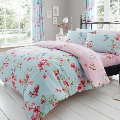 Birdie Blossom Printed Duvet Cover Set Assorted Duvet Sets Fabfinds Double Blue