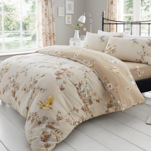Birdie Blossom Printed Duvet Cover Set Assorted Duvet Sets Fabfinds Double Natural